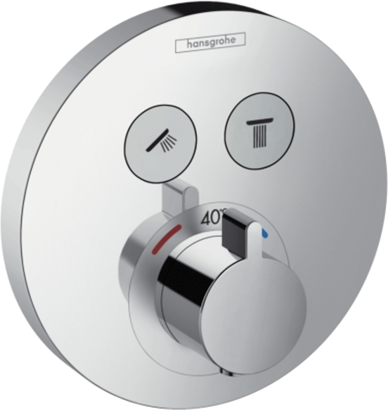 Hansgrohe Showerselect S Round Thermostat-Duscharmatur: Unterputz, für 2 Verbraucher, Chrom glänzend