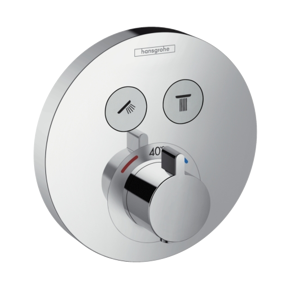 Hansgrohe Showerselect S Round Thermostat-Duscharmatur: Unterputz, für 2 Verbraucher, Chrom glänzend