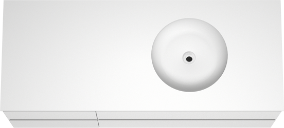 Balmani Mitra zwevend badmeubel 135 x 55 cm mat wit met Tablo Still asymmetrisch rechtse wastafel in solid surface mat wit
