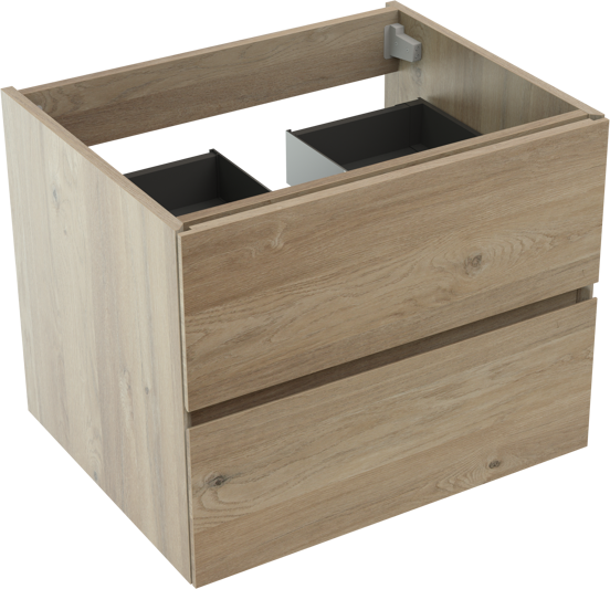 Storke Edge zwevende wastafelonderkast 65 x 52 cm ruw eiken 2 lades
