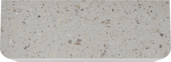 Balmani Moon zwevend badkamermeubel 160 x 55 cm mat wit met Moon enkel of dubbel tablet in terrazzo greige terrazzo, Verticale symmetrische rechte ribbel