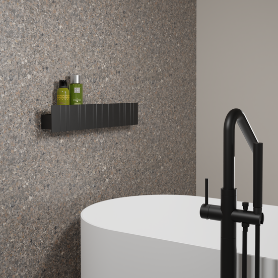 Balmani Uma étagère murale noir mat avec rainures 60 x 8.5 cm