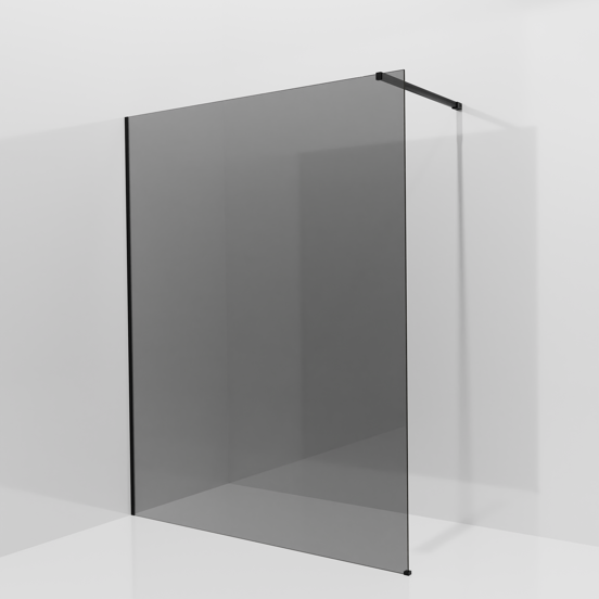 Balmani Modular Walk-In Dusche: 160 x 200 cm, Rauchglas, inklusive Coating, Profil Schwarz matt