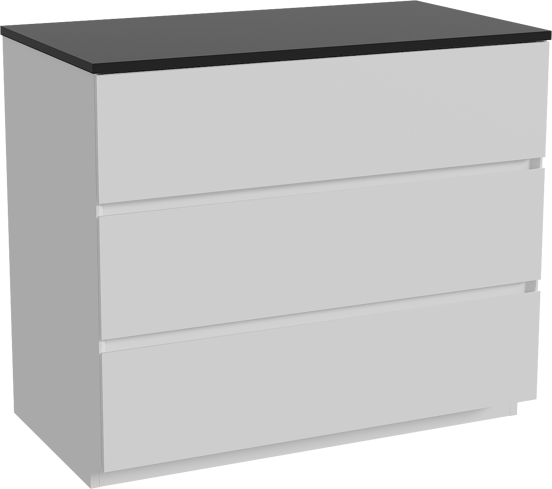 Storke Edge staand badkamermeubel 95 x 52 cm mat wit met Panton enkel tablet in gepoedercoate mdf mat zwart