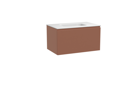 Balmani Sfera hängendes Möbelstück Set: 90 x 55 cm, Cotto, mit Tablo Arcato Einzelwaschtisch, Solid Surface Weiß matt