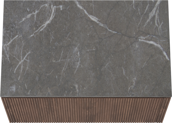Balmani Eclips meuble salle de bains suspendu 90 x 55 cm Noyer américain avec Stretto tablette simple en Pietra Grey marbre, Nervure droite symétrique verticale