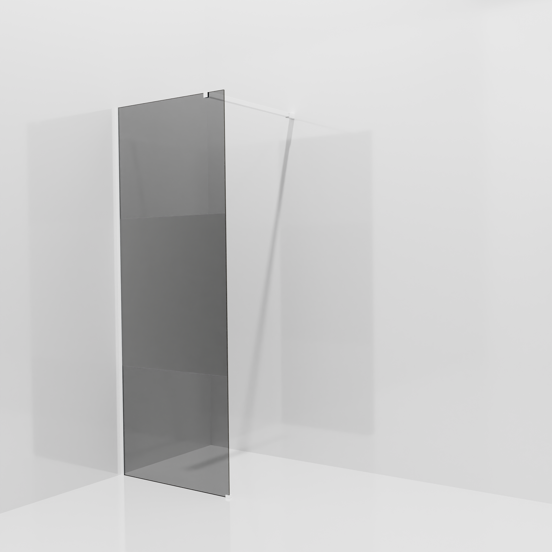 Balmani Modular Walk-In Dusche: 80 x 200 cm, Rauchglas mit mattiertem Streifen, inklusive Coating, Profil Weiß matt