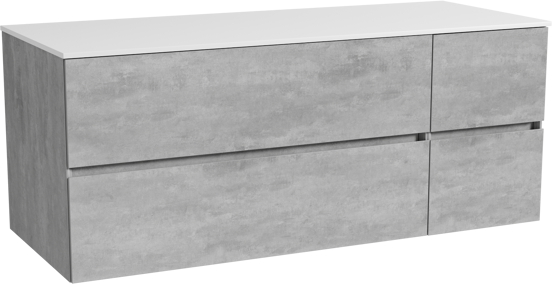 Storke Edge zwevend badmeubel 130 x 52 cm beton donkergrijs met Tavola enkel of dubbel wastafelblad in solid surface mat wit