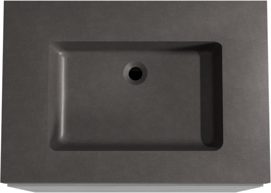 Storke Edge meuble salle de bains à poser 75 x 52 cm béton gris foncé avec Scuro High plan simple en quartz noir mat