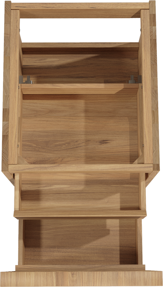 Balmani Forma zwevende wastafelonderkast 45 x 55 cm teakhout 2 lades vert. sym. groef