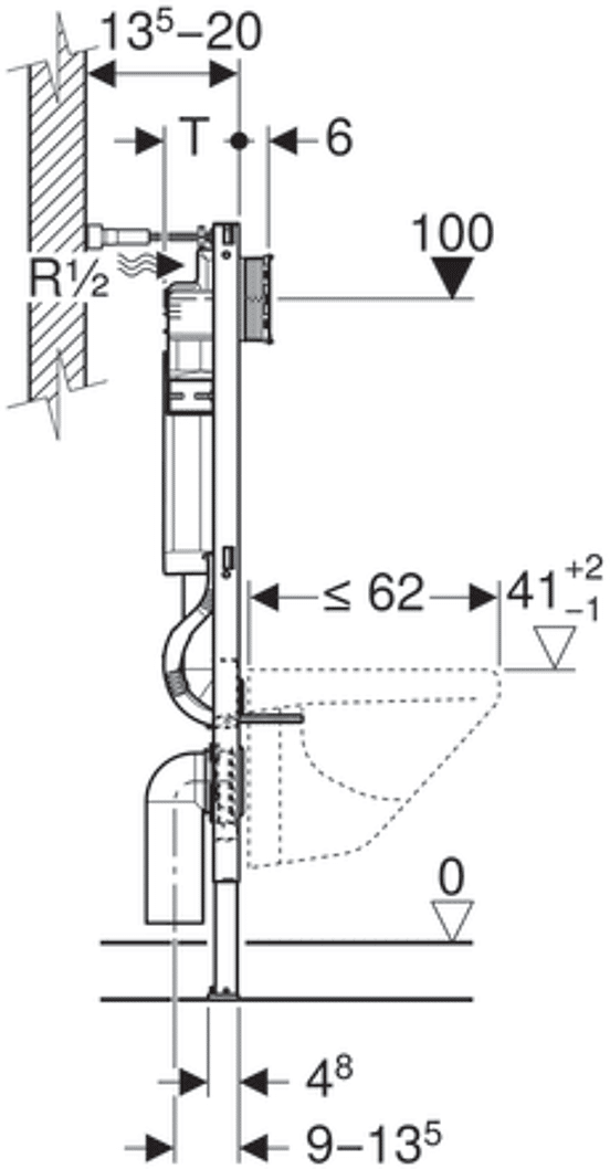 Geberit Duofix Element für Wand-WC mit Sigma UP320 Spülkasten, inklusive Toiletten-Stick-Halter