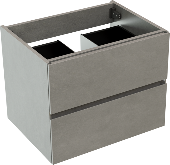 Storke Edge hängender Waschbeckenunterschrank: 60 x 46 cm, Beton dunkelgrau, 2 Schubladen
