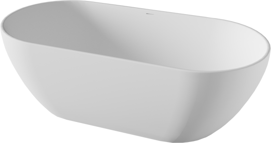 Luca Varess Monterosi oval freistehende Badewanne, 169 x 80 cm, Solid Surface, weiß matt