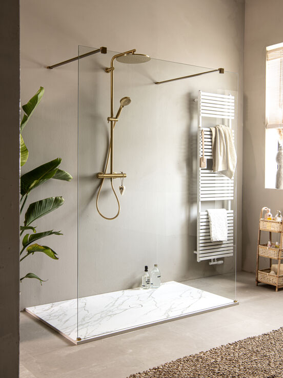 Blaufoss Round 300 colonne de douche de pluie mitigeur thermostatique Brushed Gold