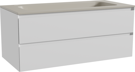 Balmani Mitra meuble salle de bains suspendu 120 x 55 cm blanc mat avec Tablo Strada lavabo simple pour 2 trous de robinet en marbre composite soie grise