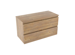 Linie Lado zwevend badmeubel 100 x 46 cm naturel eiken met Lado enkel of dubbel wastafelblad in melamine naturel eiken