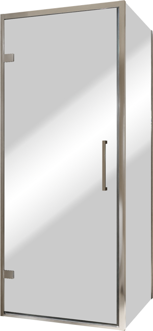 Balmani Senses Design douchecabine met linkse draaideur en vaste zijwand, 90 x 90 cm, Reflex spiegelglas, Chroom profielen