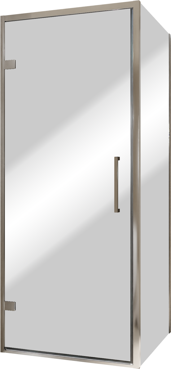 Balmani Senses Design douchehoek met linkse draaideur en vaste zijwand, 90 x 90 cm, Reflex spiegelglas, Chroom profielen, met coating