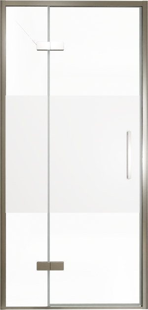 Balmani Senses Design porte pivotante à gauche 100 cm x 210 cm verre transparent avec bande matte, Profil Brushed GunMetal