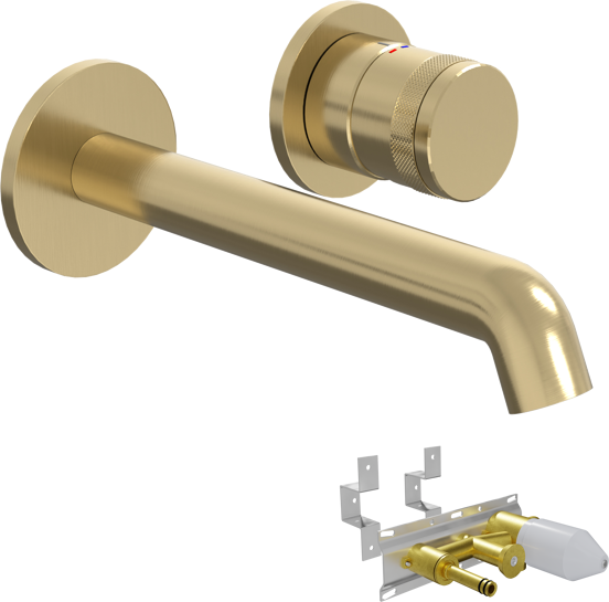 Blaufoss Pavilion robinet de lavabo encastré Brushed Gold incl élément intégré