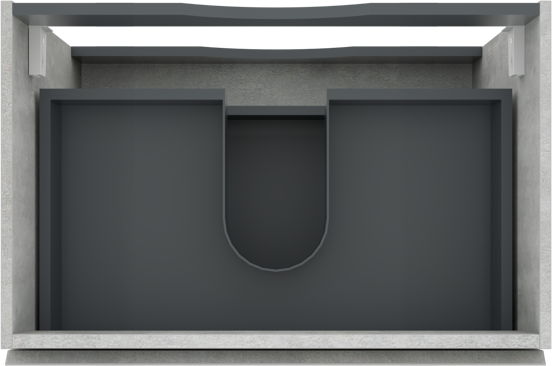 Linie Lado hängender Waschbeckenunterschrank: 70 x 46 cm, Beton dunkelgrau, 2 Schubladen
