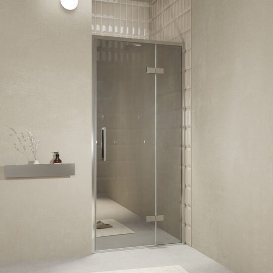 Balmani Senses Design porte pivotante à droite 100 cm x 210 cm verre Miroir Reflex, Profil chrome, coating inclus