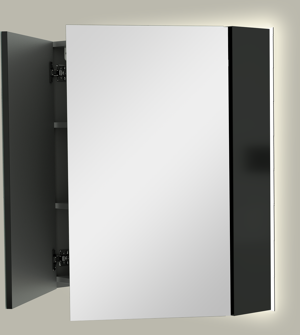 Linie Montro spiegelkast 80 x 75 cm mat zwart met spiegelverlichting