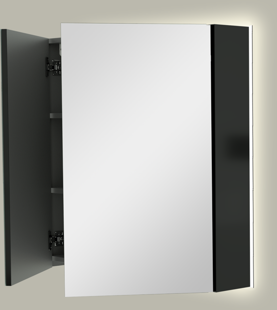 Linie Montro armoire de toilette lumineuse 80 x 75 cm noir mat