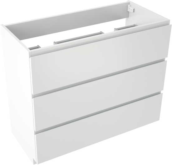 Storke Delta staande wastafelonderkast 100 x 48 cm mat wit 3 lades 2 sifonuitsparingen