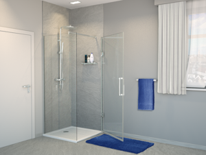 Balmani Modular inloopdouche met deur 80 x 200 cm helder glas glanzend chroom profiel