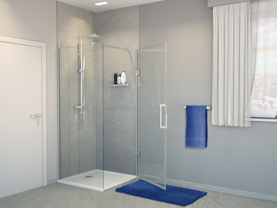 Balmani Modular inloopdouche met deur 80 x 200 cm helder glas glanzend chroom profiel