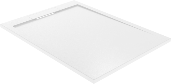 Balmani Indus douchebak 110 x 80 cm composietmarmer mat wit leisteenstructuur
