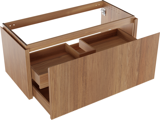 Balmani Eclips meuble sous-lavabo suspendu 120 x 55 cm Teck 2 tiroirs Nervure sym. vert.