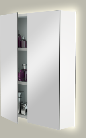 Storke Reflecta spiegelkast 60 x 75 cm mat wit met spiegelverlichting