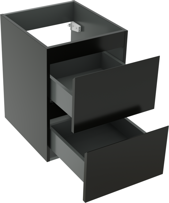Linie Lado meuble sous-vasque suspendu 40 x 46 cm noir mat 2 tiroirs