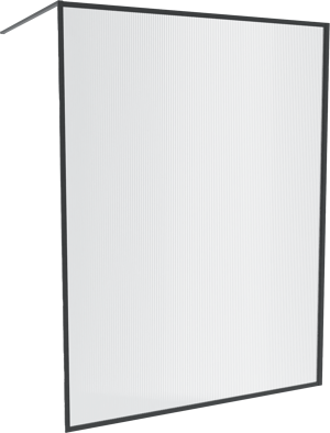 Balmani Framed Walk-In Dusche: 160 x 210 cm, Relief Glas, Schwarzes Profil, matt