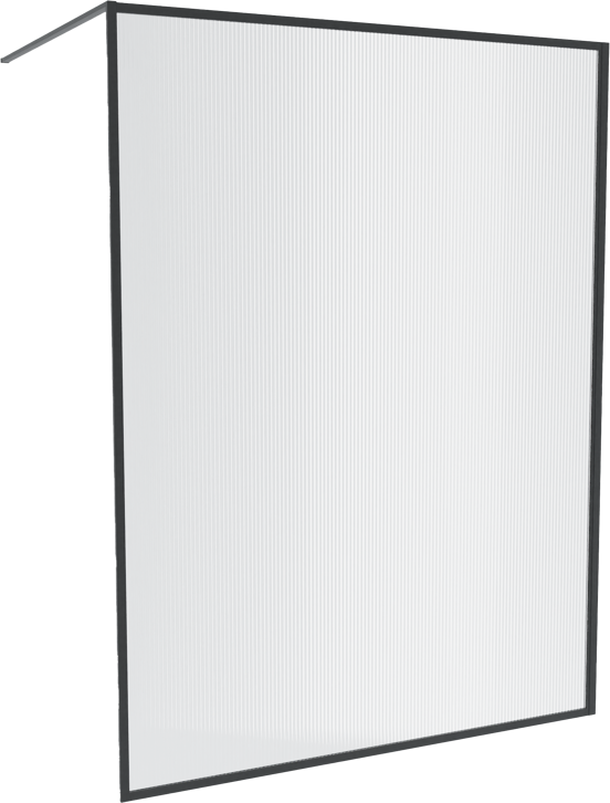 Balmani Framed Walk-In Dusche: 160 x 210 cm, Relief Glas, Schwarzes Profil, matt