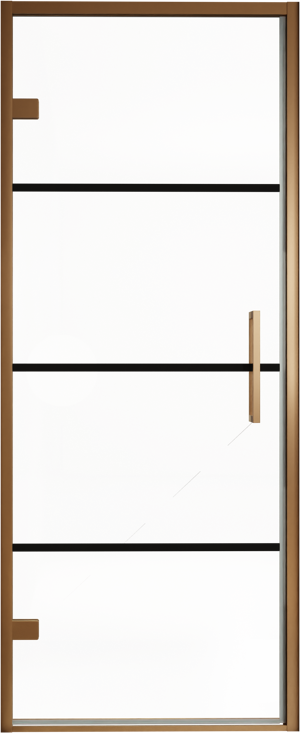 Balmani Senses Design Dusche Drehtür, Links, 90 cm x 210 cm, Lined, Profil Brushed Rosegold