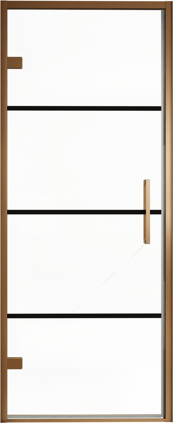Balmani Senses Design douche draaideur links 90 cm x 210 cm Lined glas, Brushed Rosegold profielen, met coating