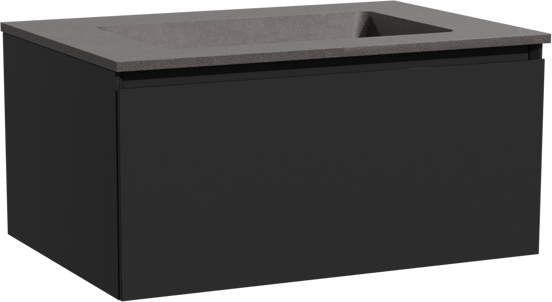 Storke Edge meuble salle de bains suspendu 75 x 52 cm noir mat avec Scuro plan simple en quartz noir mat