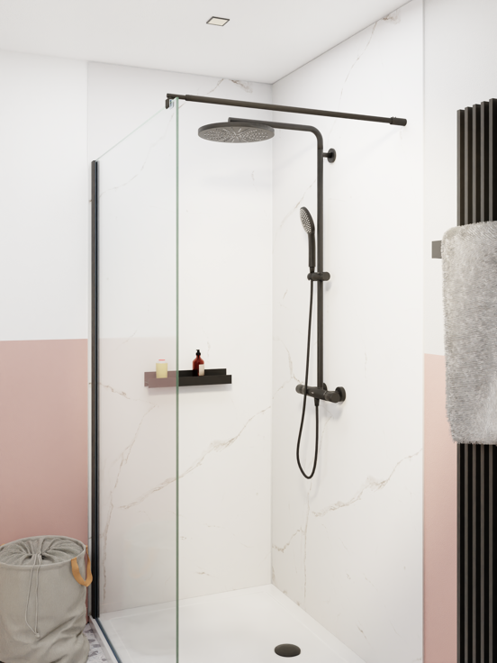 Luca Varess Artdeco revêtement mural de douche 120 x 244 cm alu-composite  aspect marbre blanc
