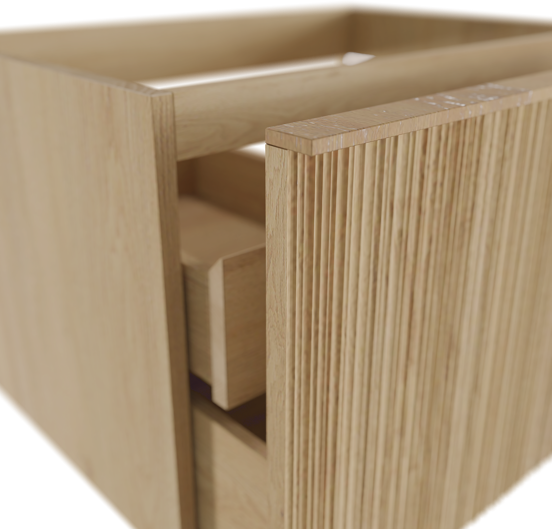 Balmani Forma zwevende wastafelonderkast 75 x 55 cm naturel eiken 2 lades vert. asym. groef
