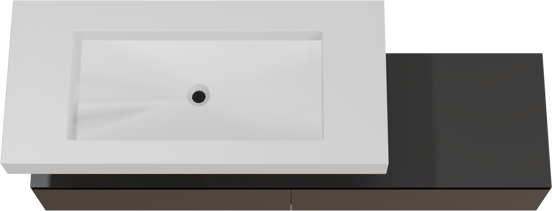 Balmani Mitra Elements meuble salle de bains suspendu 180 x 55 cm noir mat avec Dominus lavabo simple pour 2 trous de robinet 120 cm en solid surface blanc mat