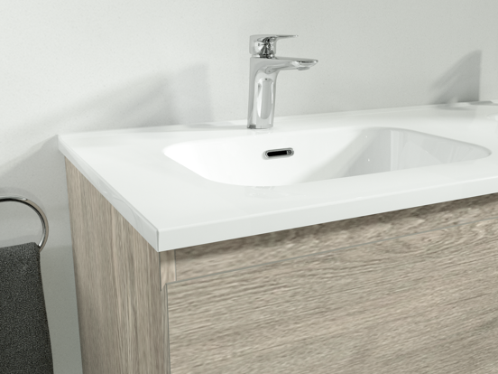 Linie Baro dubbele wastafel glanzend witte porselein 120 x 46 cm
