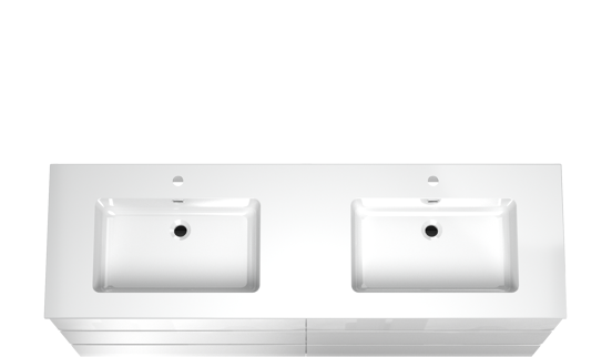 Storke Edge meuble salle de bains à poser 170 x 52 cm blanc brillant avec Diva double vasque en marbre composite blanc brillant