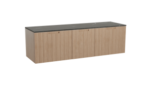 Balmani Adagio meuble salle de bains suspendu 180 x 55 cm chêne vieilli avec Stretto tablette simple ou double en marbre pietra grey