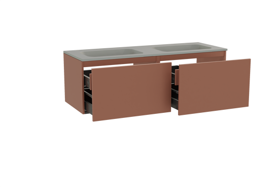 Balmani Sfera meuble salle de bains suspendu 150 x 55 cm cotto avec Tablo Strada double vasque en marbre composite soie grise