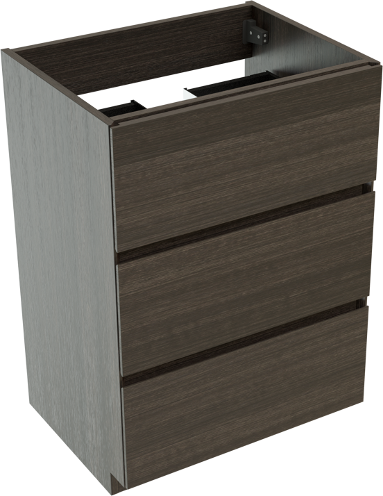 Storke Edge meuble sous-lavabo a poser 60 x 46 cm chêne foncé 3 tiroirs