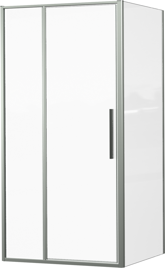 Luca Varess Morano douchecabine met draaideur en 2 vaste zijwanden 100 x 90 cm helder glas glans chroom profiel