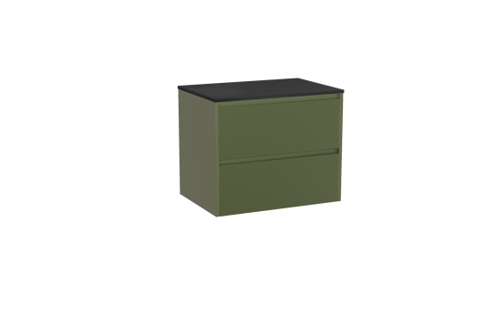Storke Seda hängendes Möbelstück Set: 75 x 52 cm, OlivgrÃ¼n, mit Panton Einzel Waschtischplatte, Pulverbeschichtetes MDF Schwarz matt